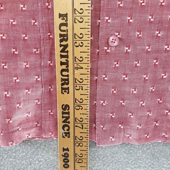 Cubavera Textured Linen Shirt Mens Large Red Aloha Casual Tropical Cotton Cuban - Picture 5 of 6